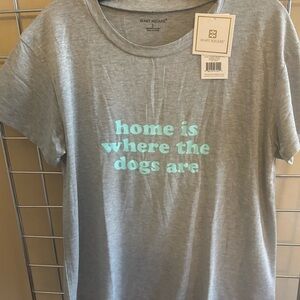 NWT Home Is Where The Dogs Are Mary Square Gray Tee Shirt
